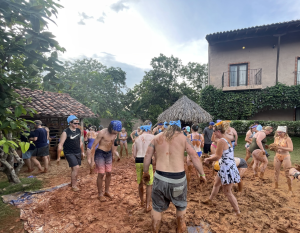 Spanish students on the 2023 Panama trip are pictured enjoying the outdoors and frolicking in the mud. (Sra. Pomraning)